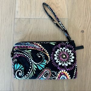 Vera Bradley zip wallet wristlet bandana swirl black floral paisley cute